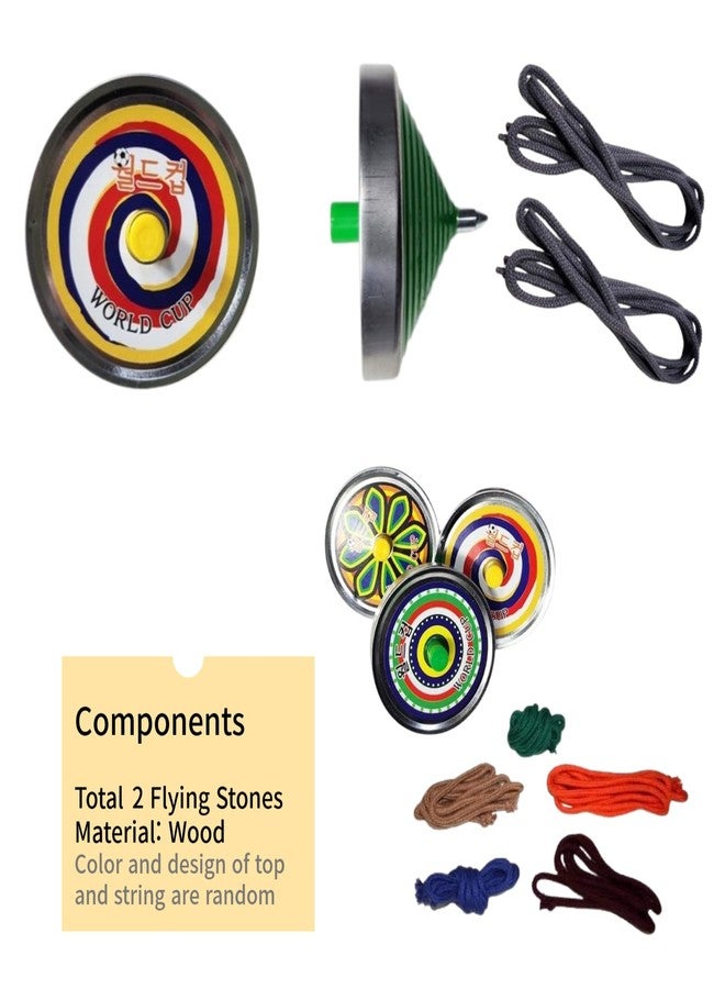 RaoNEE Korean Squid Traditional Play Game 5 Piece Set - Ddakji, Flying-Stone(Biseokchigi), Gong-gi, Spinning-Top(Paeng-y), Jegi - Image 5